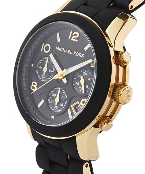 michael kors black silicone wristband gold tone watch|Michael Kors lexington chronograph watch.